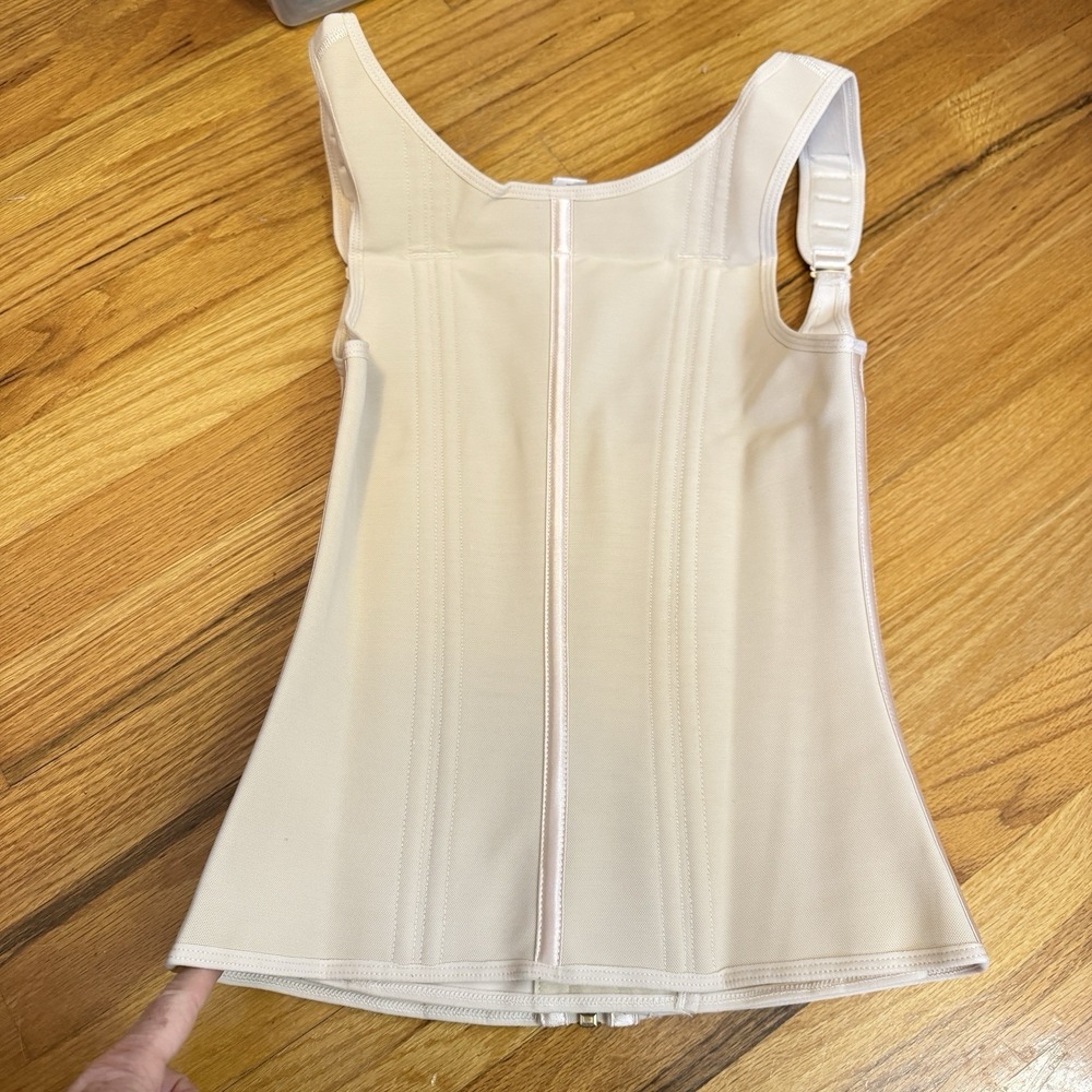 Women's Nude Waist Trainer Corset Vest Shape Wear Size M Zipper & Hooks - Picture 5 of 11